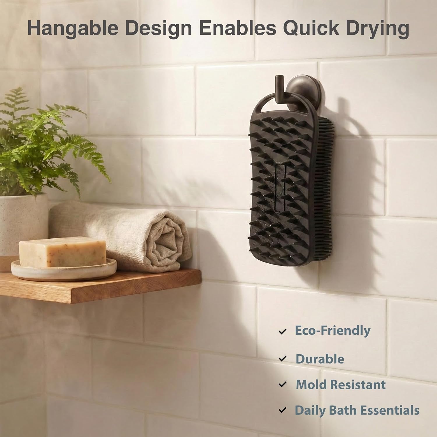 2 PC Silicone Exfoliating Body Scrubber, 2 in 1 Silicone Body Shampoo Brush, Soft Silicone Loofah for Sensitive Skin, Shower Silicone Hair Scalp Massager, Easy to Clean, Lather Well (Grey&Black)