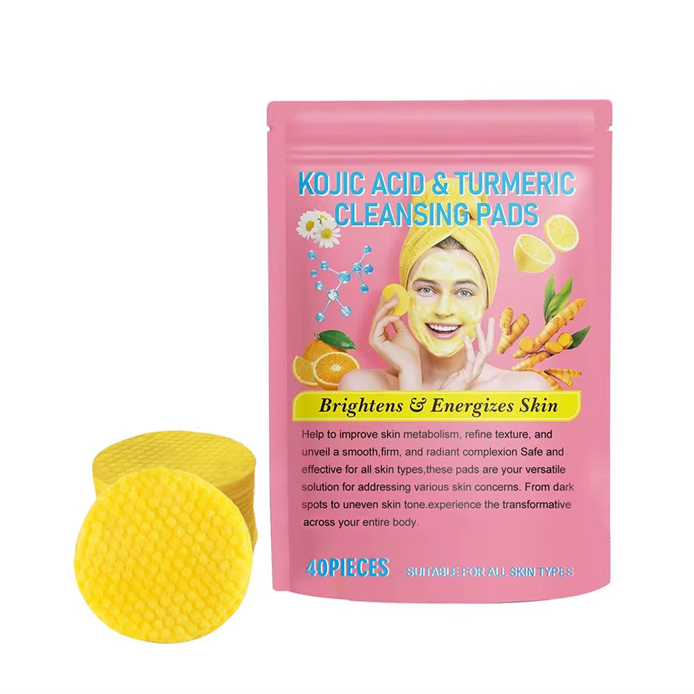 GlowClean™ Kojic Acid & Turmeric Exfoliating Pads – 40/50Pcs Daily Facial Cleansing & Skin Care
